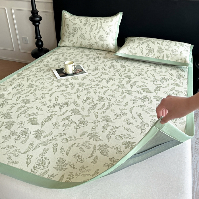 91家纺网 家纺一手货源 找家纺 久云居 2025新款凉感冰藤凉席三件套凉席席子 绿野仙踪