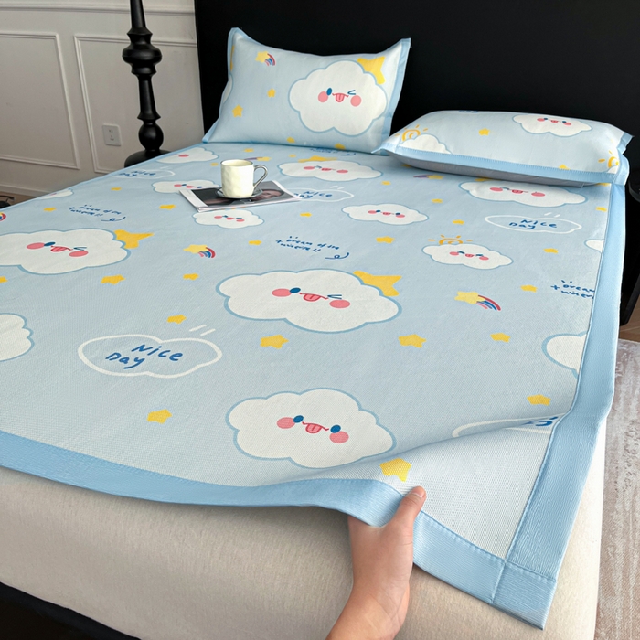 91家纺网 家纺一手货源 找家纺 久云居 2025新款凉感冰藤凉席三件套凉席席子 萌朵