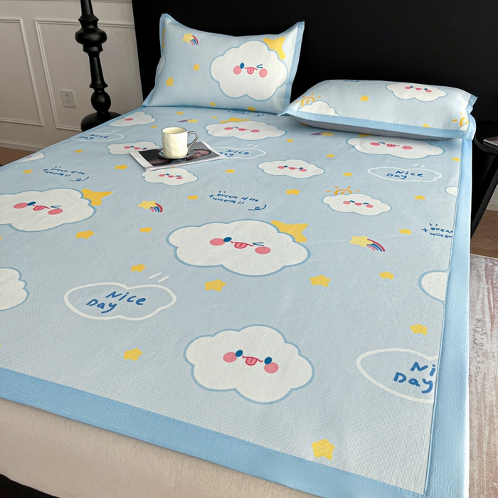 91家纺网 家纺一手货源 找家纺 久云居 2025新款凉感冰藤凉席三件套凉席席子 萌朵