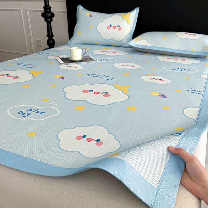 91家纺网 家纺一手货源 找家纺 久云居 2025新款凉感冰藤凉席三件套凉席席子 萌朵