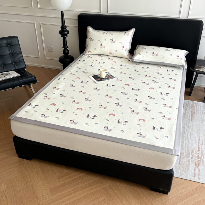 91家纺网 家纺一手货源 找家纺 久云居 2025新款凉感冰藤凉席三件套凉席席子 快乐小狗