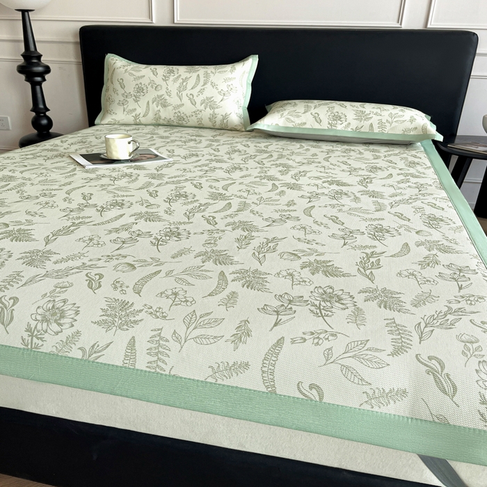 91家纺网 家纺一手货源 找家纺 久云居 2025新款凉感冰藤凉席三件套凉席席子 绿野仙踪