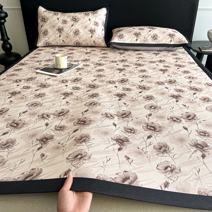 91家纺网 家纺一手货源 找家纺 久云居 2025新款凉感冰藤凉席三件套凉席席子 花样年华