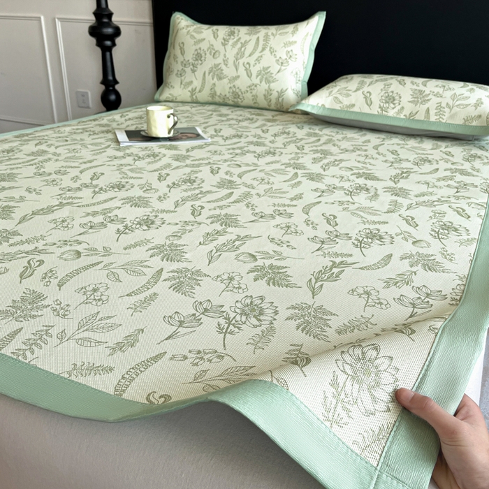 91家纺网 家纺一手货源 找家纺 久云居 2025新款凉感冰藤凉席三件套凉席席子 绿野仙踪