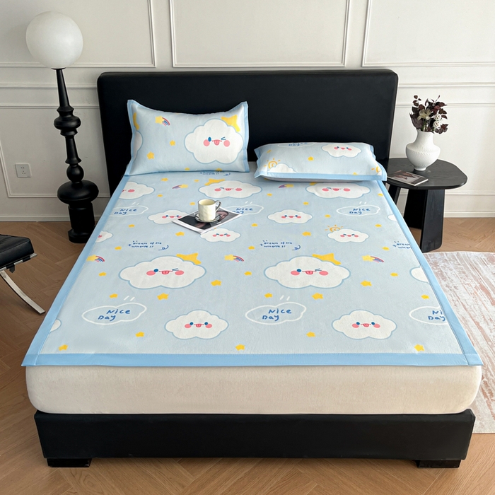 91家纺网 家纺一手货源 找家纺 久云居 2025新款凉感冰藤凉席三件套凉席席子 萌朵