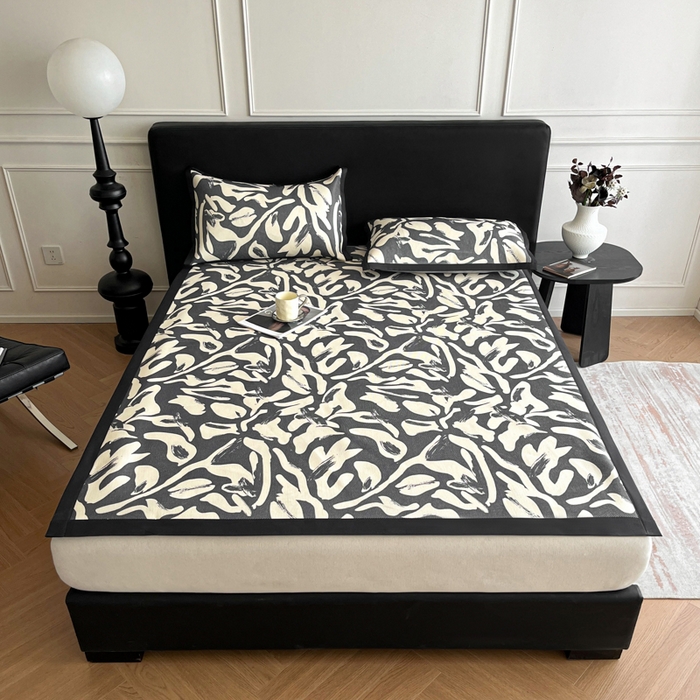 91家纺网 家纺一手货源 找家纺 久云居 2025新款凉感冰藤凉席三件套凉席席子 水墨江南