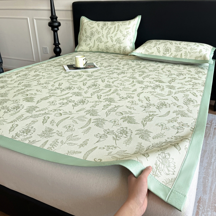 91家纺网 家纺一手货源 找家纺 久云居 2025新款凉感冰藤凉席三件套凉席席子 绿野仙踪