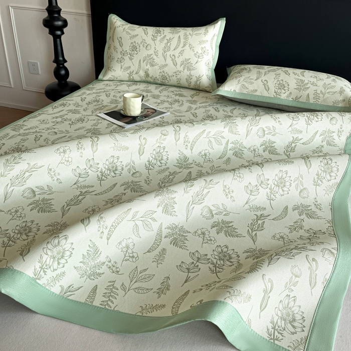 91家纺网 家纺一手货源 找家纺 久云居 2025新款凉感冰藤凉席三件套凉席席子 绿野仙踪