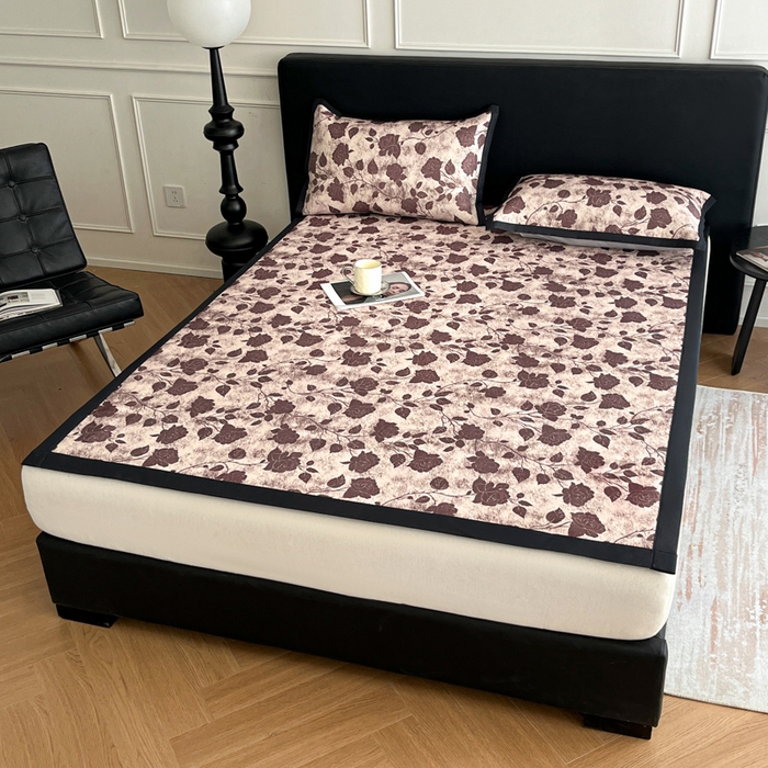 91家纺网 家纺一手货源 找家纺 久云居 2025新款凉感冰藤凉席三件套凉席席子 浪漫玫瑰