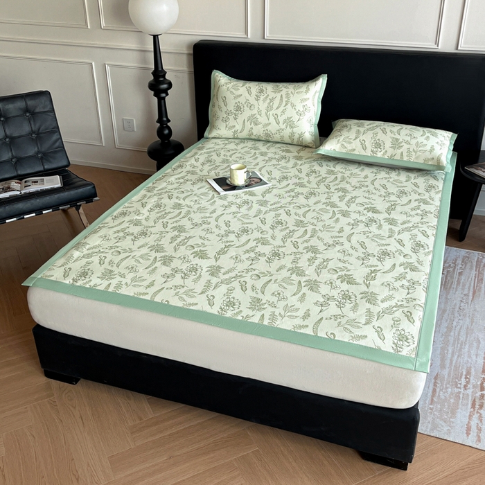 91家纺网 家纺一手货源 找家纺 久云居 2025新款凉感冰藤凉席三件套凉席席子 绿野仙踪