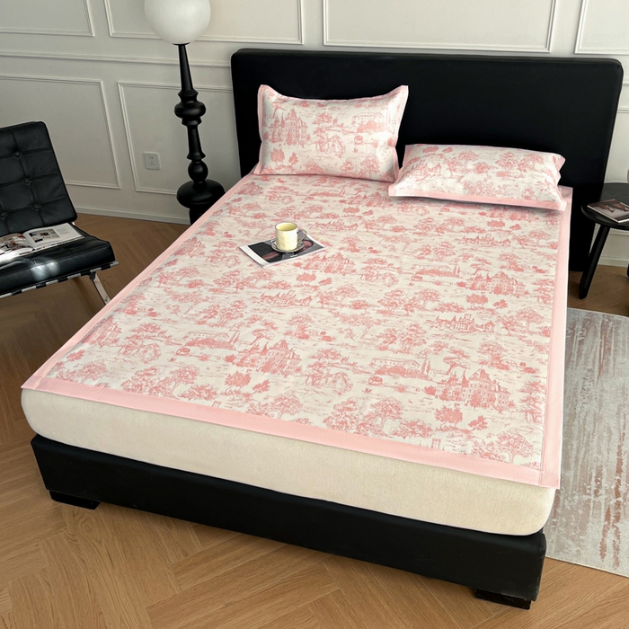 91家纺网 家纺一手货源 找家纺 久云居 2025新款凉感冰藤凉席三件套凉席席子 梦幻城堡