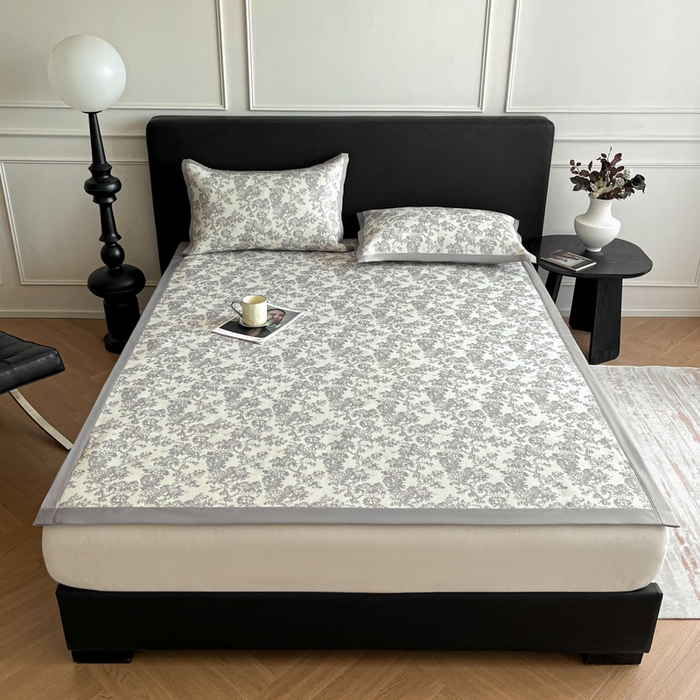 91家纺网 家纺一手货源 找家纺 久云居 2025新款凉感冰藤凉席三件套凉席席子 银灰蔓韵