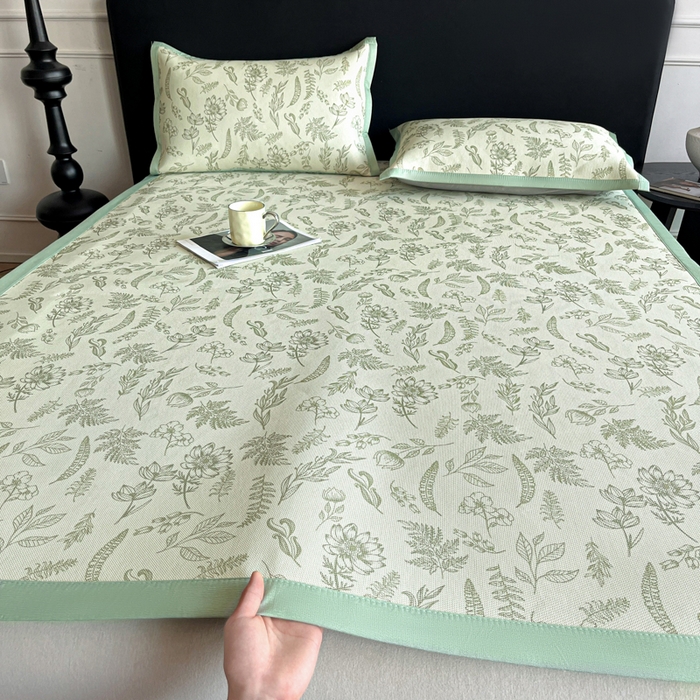 91家纺网 家纺一手货源 找家纺 久云居 2025新款凉感冰藤凉席三件套凉席席子 绿野仙踪