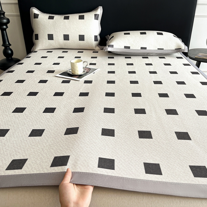 91家纺网 家纺一手货源 找家纺 久云居 2025新款凉感冰藤凉席三件套凉席席子 棋盘格