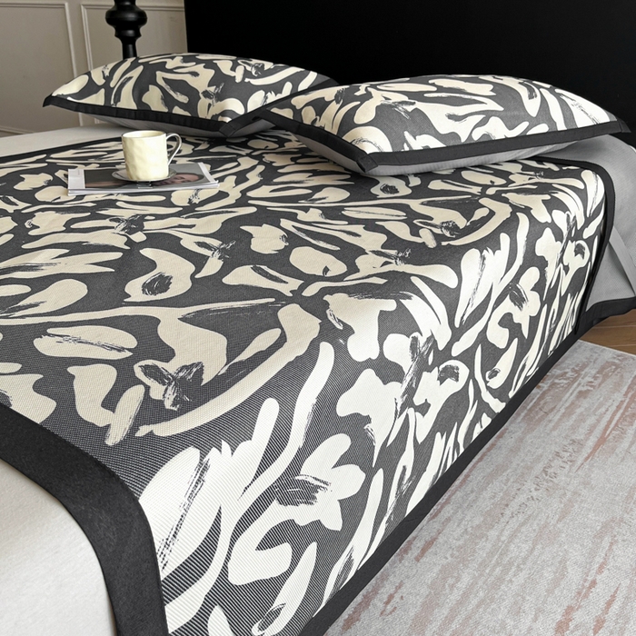 91家纺网 家纺一手货源 找家纺 久云居 2025新款凉感冰藤凉席三件套凉席席子 水墨江南