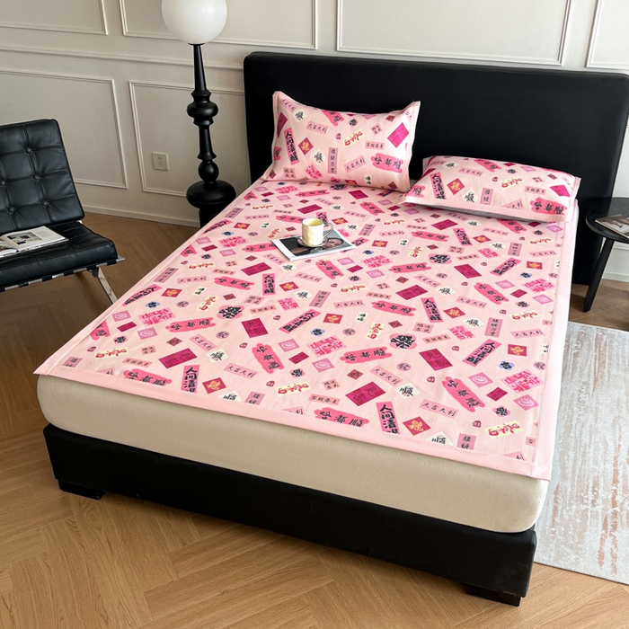 91家纺网 家纺一手货源 找家纺 久云居 2025新款凉感冰藤凉席三件套凉席席子 大吉大利