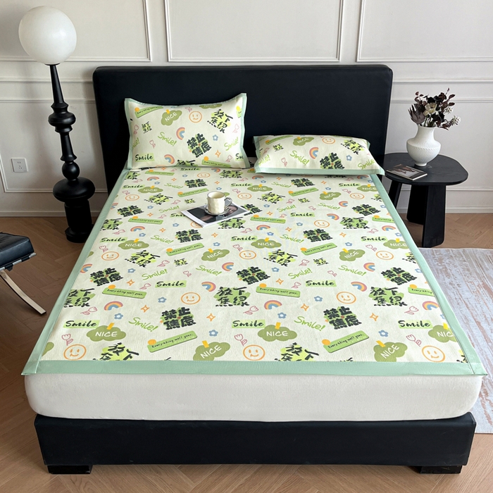 91家纺网 家纺一手货源 找家纺 久云居 2025新款凉感冰藤凉席三件套凉席席子 放下焦绿