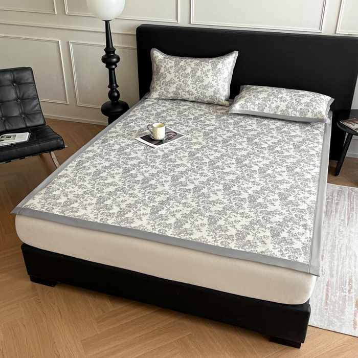 91家纺网 家纺一手货源 找家纺 久云居 2025新款凉感冰藤凉席三件套凉席席子 银灰蔓韵