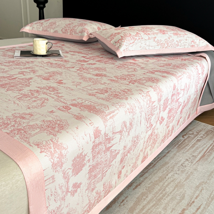 91家纺网 家纺一手货源 找家纺 久云居 2025新款凉感冰藤凉席三件套凉席席子 梦幻城堡