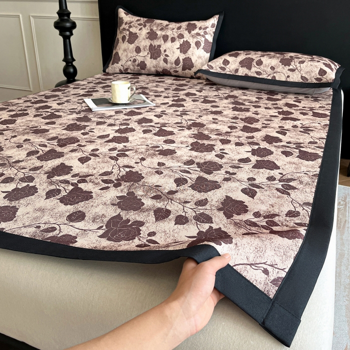 91家纺网 家纺一手货源 找家纺 久云居 2025新款凉感冰藤凉席三件套凉席席子 浪漫玫瑰