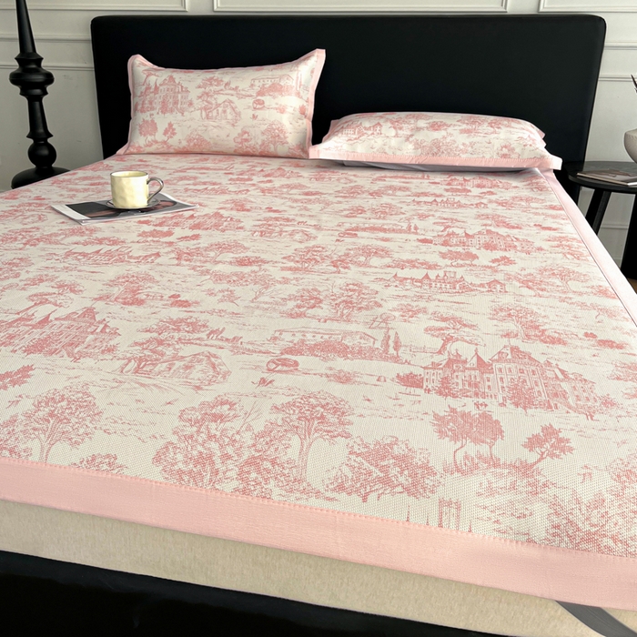 91家纺网 家纺一手货源 找家纺 久云居 2025新款凉感冰藤凉席三件套凉席席子 梦幻城堡