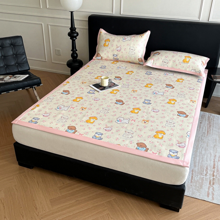 91家纺网 家纺一手货源 找家纺 久云居 2025新款凉感冰藤凉席三件套凉席席子 动物乐园