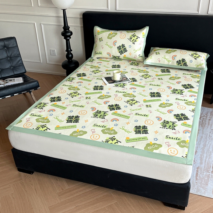 91家纺网 家纺一手货源 找家纺 久云居 2025新款凉感冰藤凉席三件套凉席席子 放下焦绿