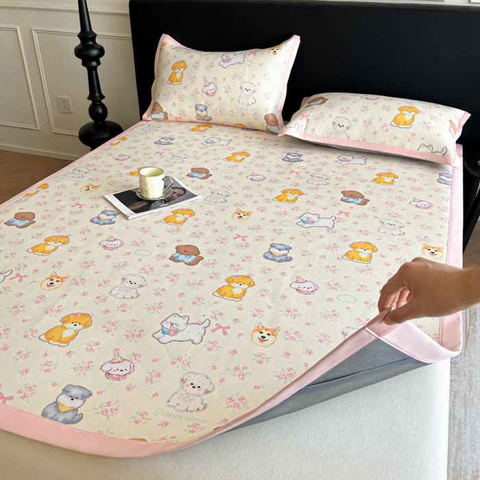 91家纺网 家纺一手货源 找家纺 久云居 2025新款凉感冰藤凉席三件套凉席席子 动物乐园