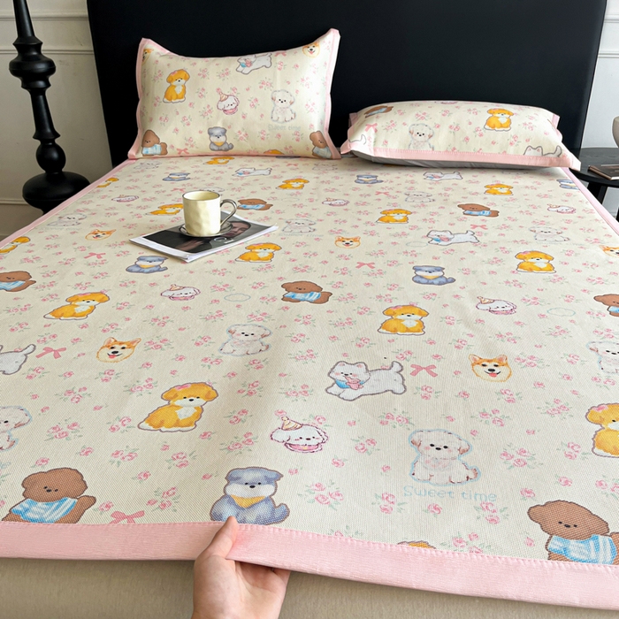 91家纺网 家纺一手货源 找家纺 久云居 2025新款凉感冰藤凉席三件套凉席席子 动物乐园