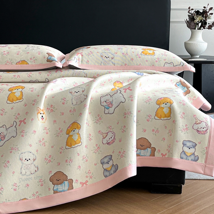 91家纺网 家纺一手货源 找家纺 久云居 2025新款凉感冰藤凉席三件套凉席席子 动物乐园