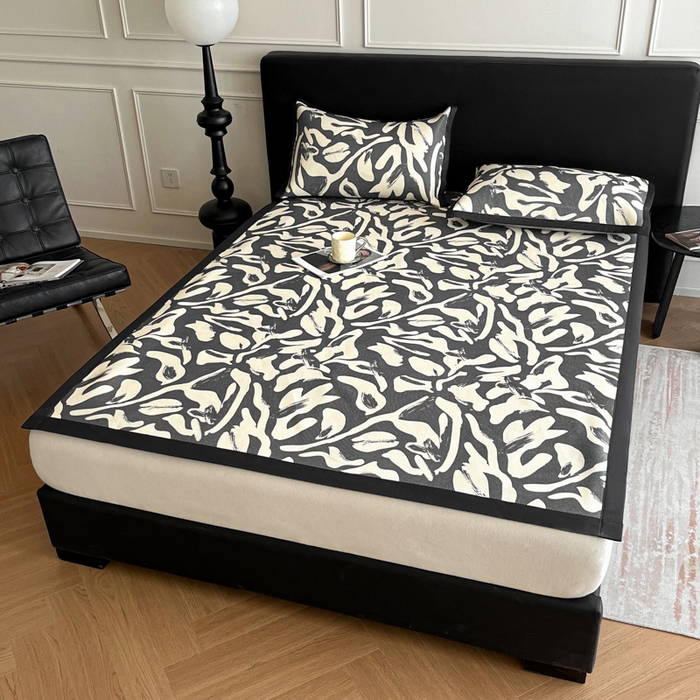 91家纺网 家纺一手货源 找家纺 久云居 2025新款凉感冰藤凉席三件套凉席席子 水墨江南