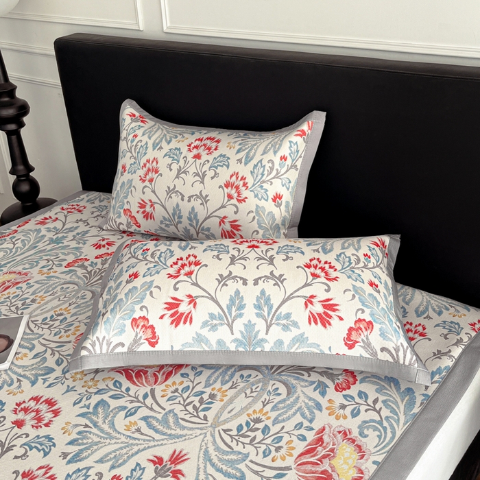 91家纺网 家纺一手货源 找家纺 久云居 2025新款凉感冰藤凉席三件套凉席席子 牡丹韵