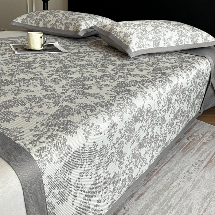 91家纺网 家纺一手货源 找家纺 久云居 2025新款凉感冰藤凉席三件套凉席席子 银灰蔓韵