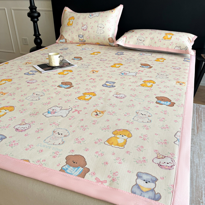 91家纺网 家纺一手货源 找家纺 久云居 2025新款凉感冰藤凉席三件套凉席席子 动物乐园