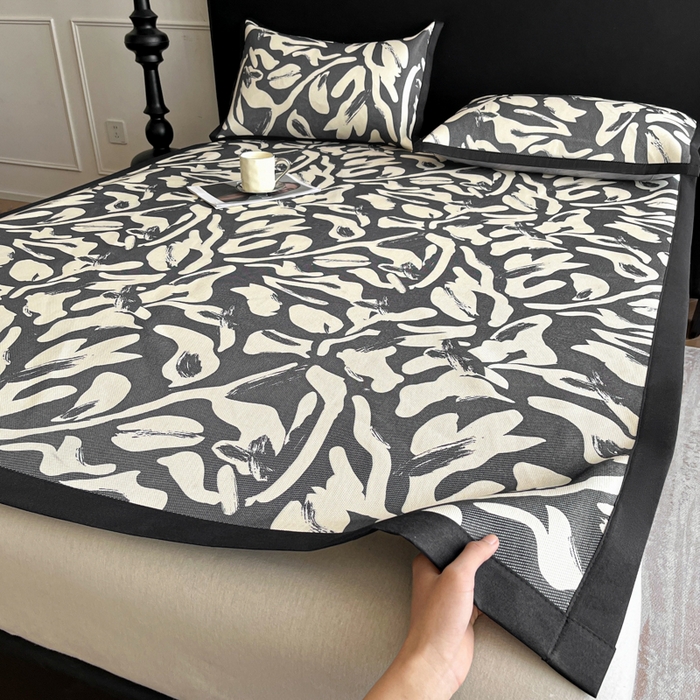 91家纺网 家纺一手货源 找家纺 久云居 2025新款凉感冰藤凉席三件套凉席席子 水墨江南