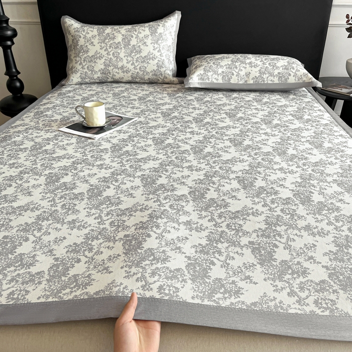 91家纺网 家纺一手货源 找家纺 久云居 2025新款凉感冰藤凉席三件套凉席席子 银灰蔓韵