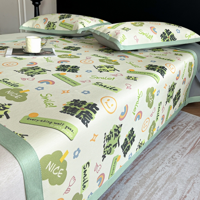 91家纺网 家纺一手货源 找家纺 久云居 2025新款凉感冰藤凉席三件套凉席席子 放下焦绿