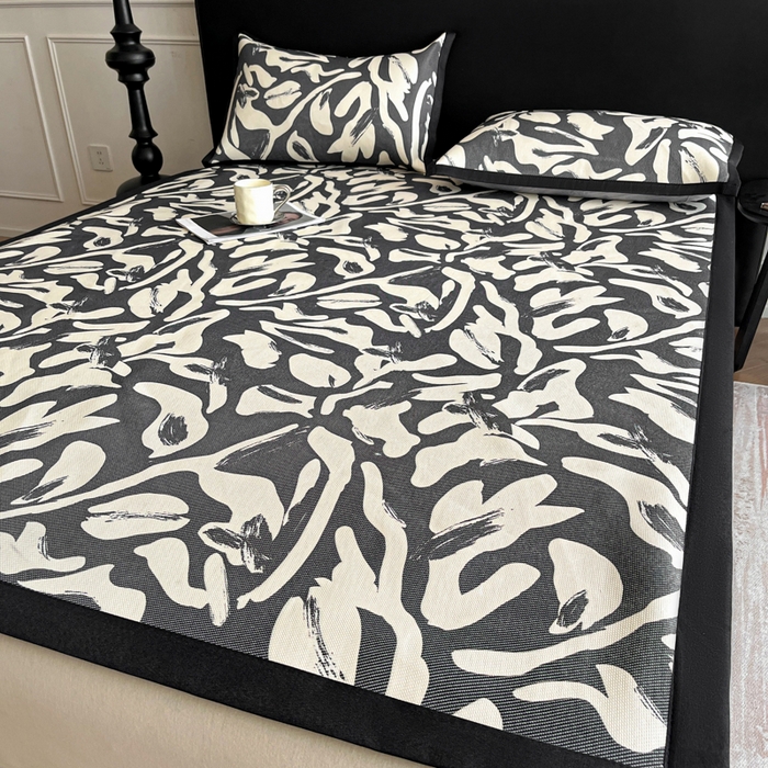 91家纺网 家纺一手货源 找家纺 久云居 2025新款凉感冰藤凉席三件套凉席席子 水墨江南