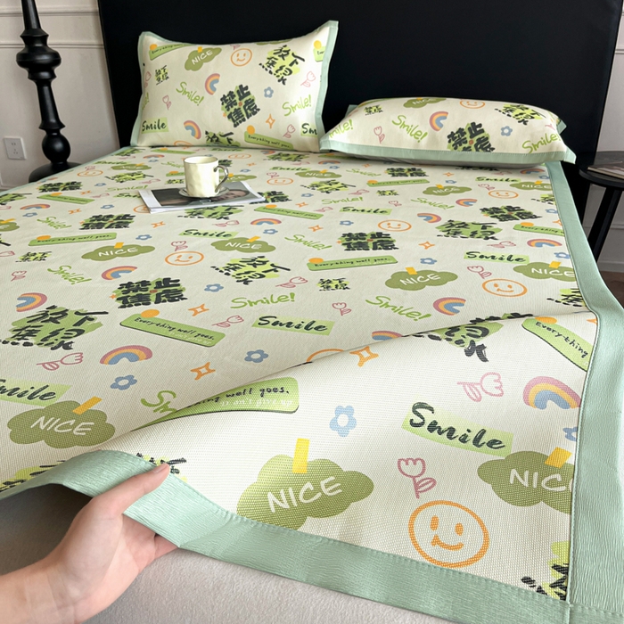 久云居 2025新款凉感冰藤凉席三件套凉席席子 放下焦绿