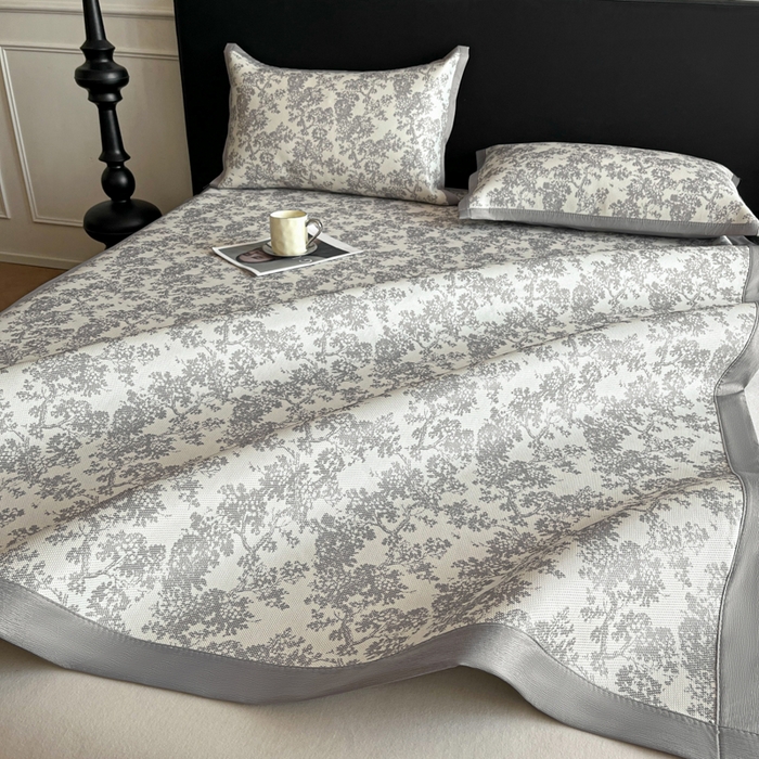 91家纺网 家纺一手货源 找家纺 久云居 2025新款凉感冰藤凉席三件套凉席席子 银灰蔓韵