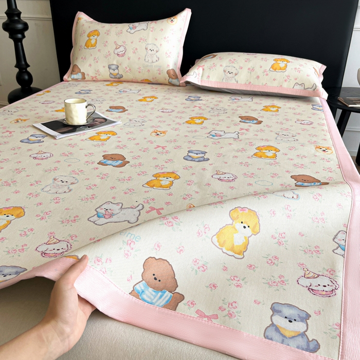 久云居 2025新款凉感冰藤凉席三件套凉席席子 动物乐园