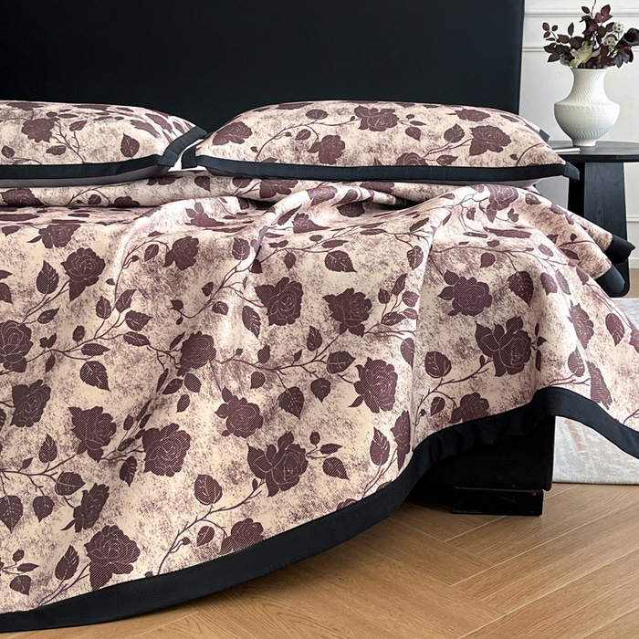 91家纺网 家纺一手货源 找家纺 久云居 2025新款凉感冰藤凉席三件套凉席席子 浪漫玫瑰