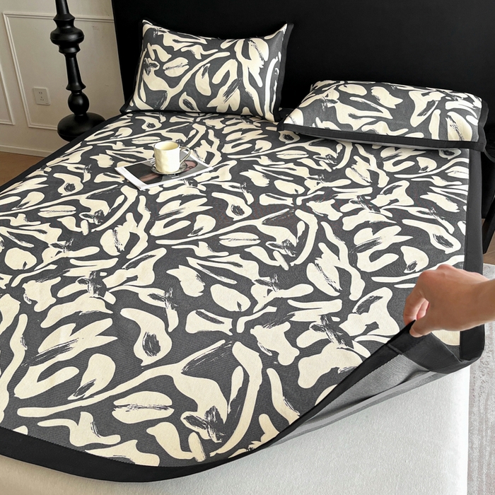 91家纺网 家纺一手货源 找家纺 久云居 2025新款凉感冰藤凉席三件套凉席席子 水墨江南