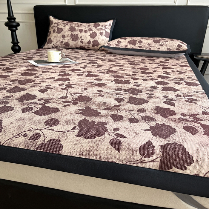 91家纺网 家纺一手货源 找家纺 久云居 2025新款凉感冰藤凉席三件套凉席席子 浪漫玫瑰