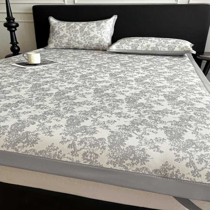 91家纺网 家纺一手货源 找家纺 久云居 2025新款凉感冰藤凉席三件套凉席席子 银灰蔓韵