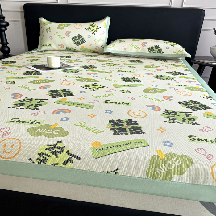 91家纺网 家纺一手货源 找家纺 久云居 2025新款凉感冰藤凉席三件套凉席席子 放下焦绿