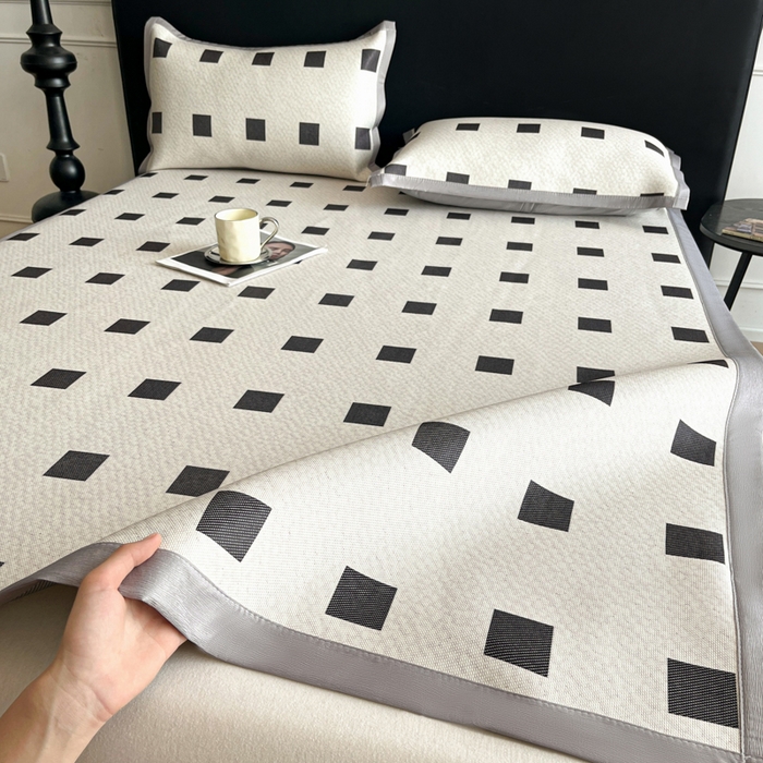 久云居 2025新款凉感冰藤凉席三件套凉席席子 棋盘格