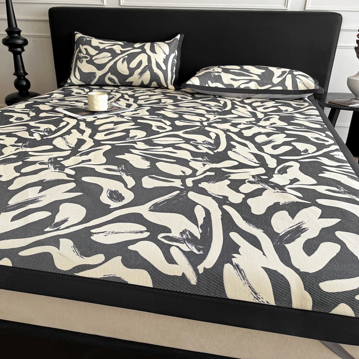 91家纺网 家纺一手货源 找家纺 久云居 2025新款凉感冰藤凉席三件套凉席席子 水墨江南