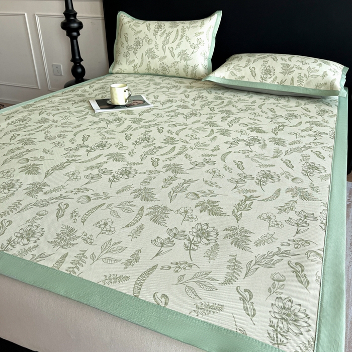 91家纺网 家纺一手货源 找家纺 久云居 2025新款凉感冰藤凉席三件套凉席席子 绿野仙踪