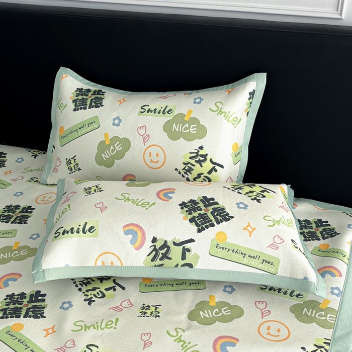 久云居 2025新款亲肤舒适凉感冰藤凉席单枕套 放下焦绿